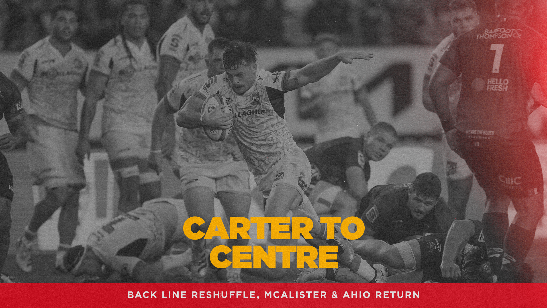 All Blacks wing Leroy Carter at Centre for Gallagher Chiefs against the Force. 