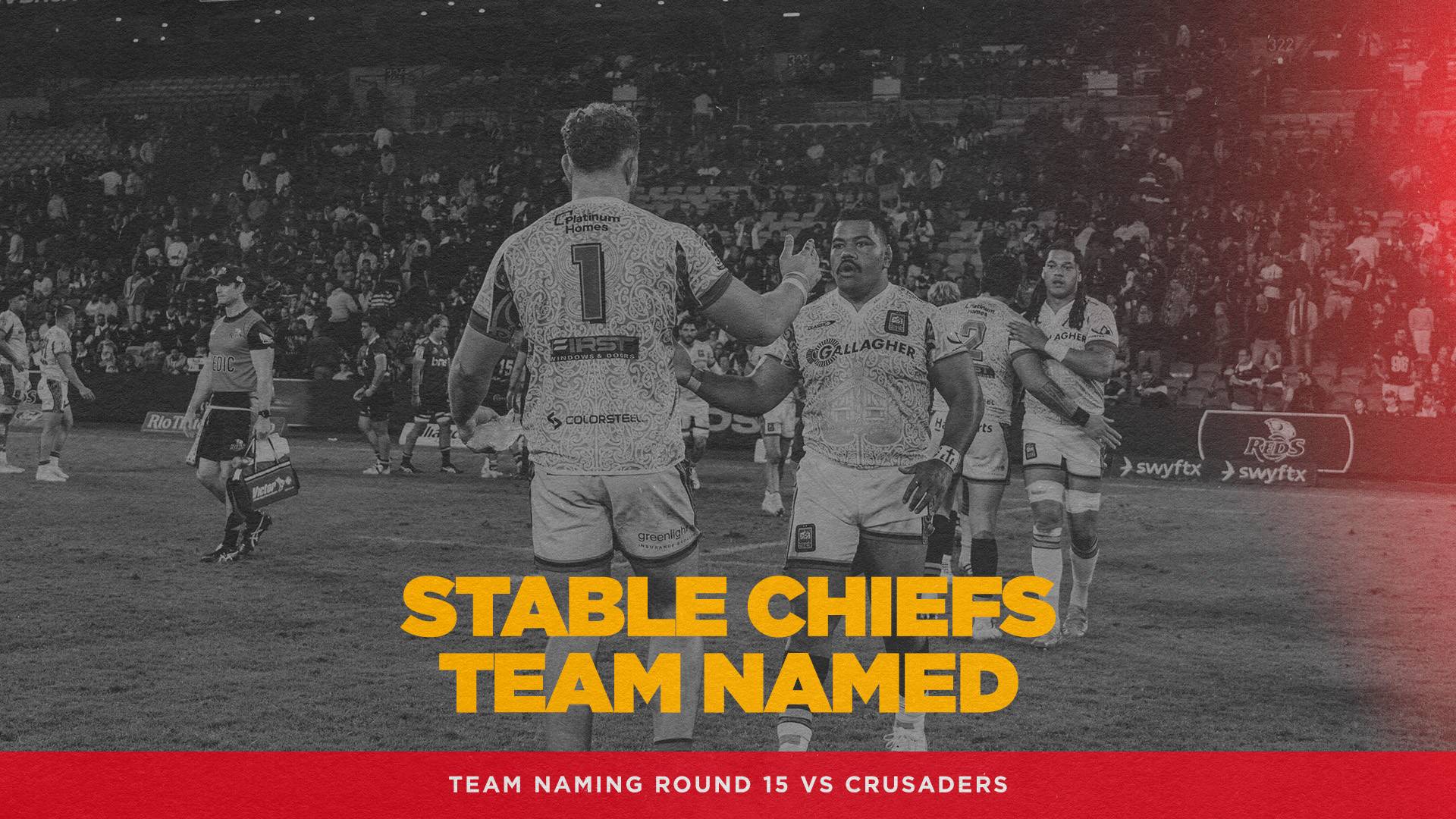 Stable Gallagher Chiefs Side Named to Tackle Crusaders        